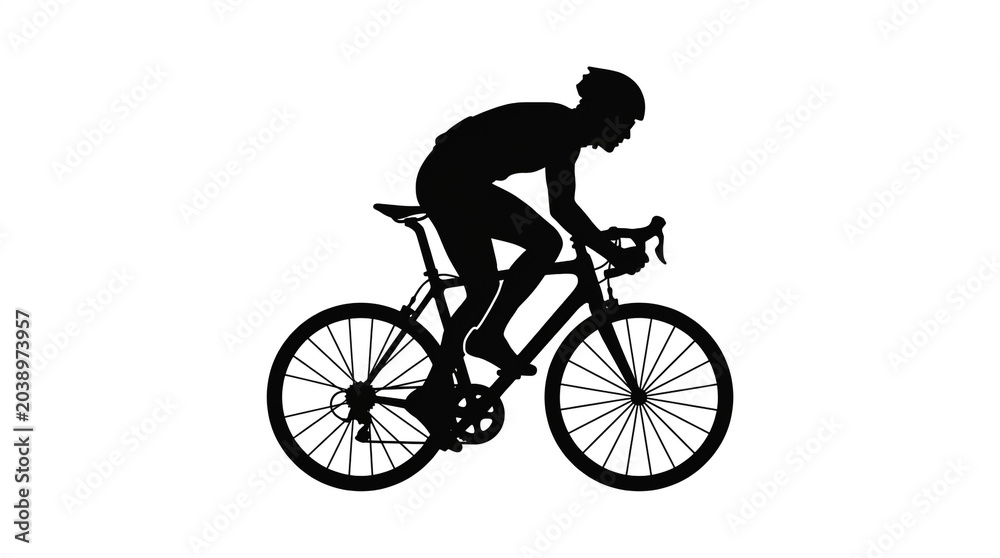 Obraz premium Road Cyclist Riding Bicycle Silhouette Vector Illustration