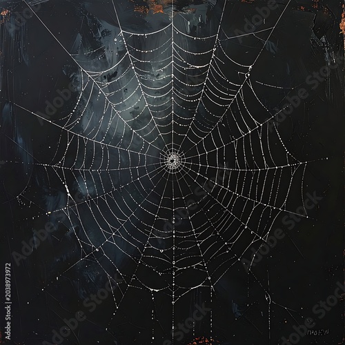 Dewy web, dark background