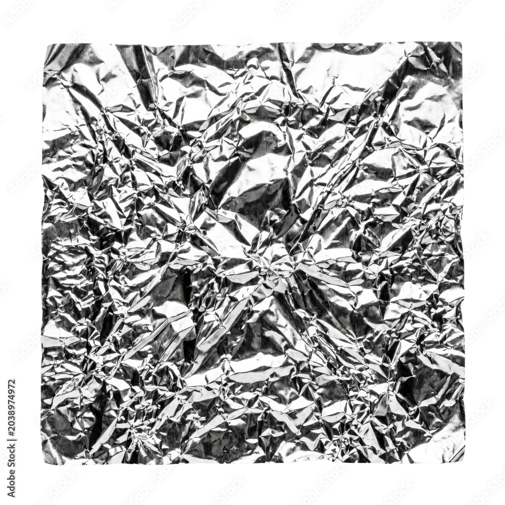 Fototapeta premium Crumpled aluminum foil sheet texture background