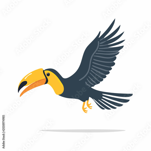 Stylized Toucan in Flight