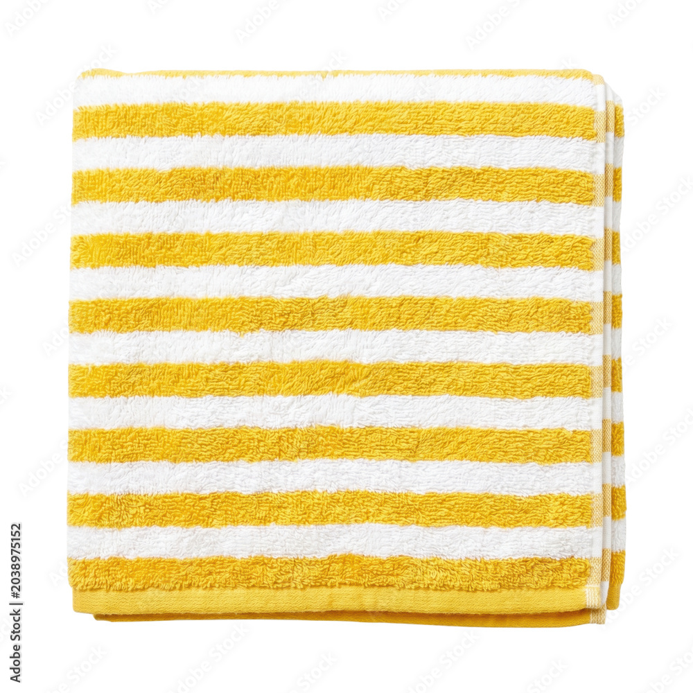 Obraz premium Folded yellow and white striped beach towel