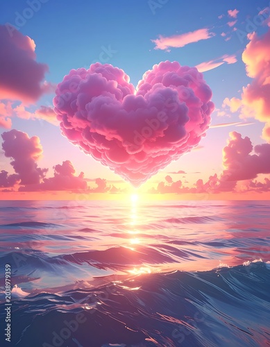 Heart cloud sunset ocean