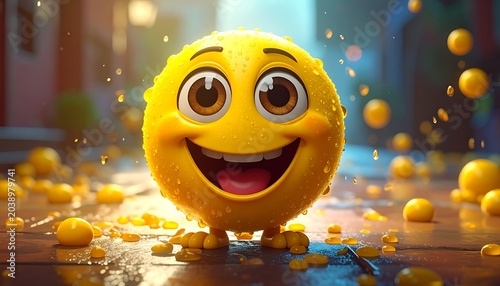 Joyful orb with droplets