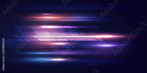 Foto Abstract streaks of light in purple, pink, and blue hues create a dynamic, futuristic background with a sense of speed and energy