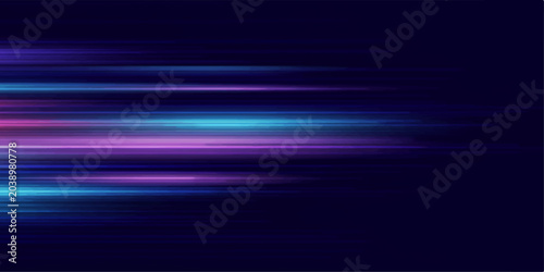 Cuadro en lienzo Abstract streaks of vibrant purple and cyan light blur across a dark background, creating a dynamic and futuristic visual effect that evokes speed and energy