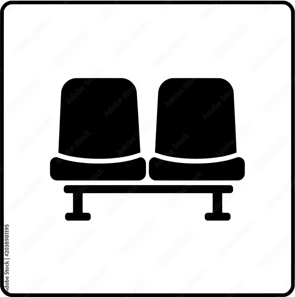 Fototapeta premium Waiting Area Seating Icon Minimal Facility Symbol Vector