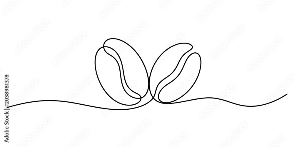 Obraz premium Continuous line drawing of two coffee beans