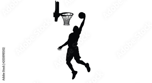 Fotografía Basketball player dunking silhouette on transparent background