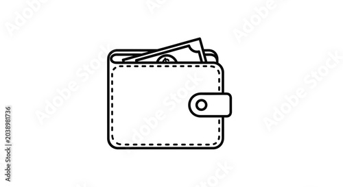 Wallet with money outline on transparent background