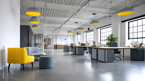 Premium Office Interior Modern Lights Organized Space