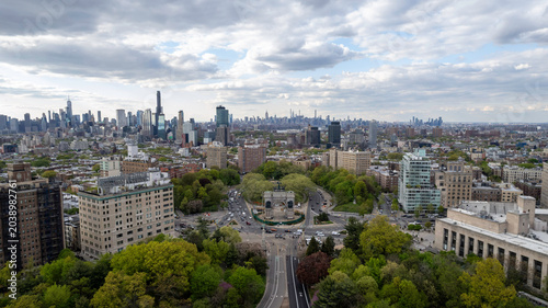 aerial view of Brooklyn facing manhattan in NYC