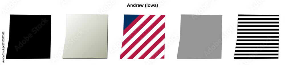 Fototapeta premium Andrew (Iowa) blank outline map set