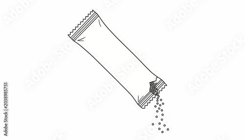 Foto Salt or sugar packet spilling contents, simple illustration