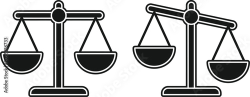 Konstfotografi Balance scales icons one balanced and one unbalanced