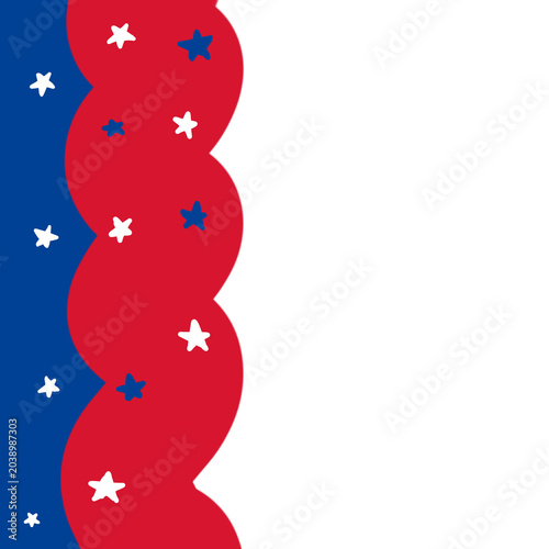 Patriotic USA Flag Wavy Border Background with Stars