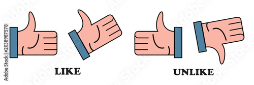 Slika na platnu Thumb up and thumbs down icon set symbol, finger up icon
