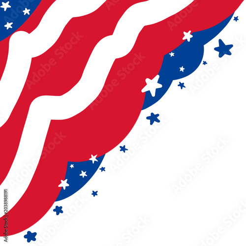 Patriotic USA Flag Top Left Corner Wave Border Background