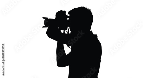 Photographer with camera silhouette on transparent background