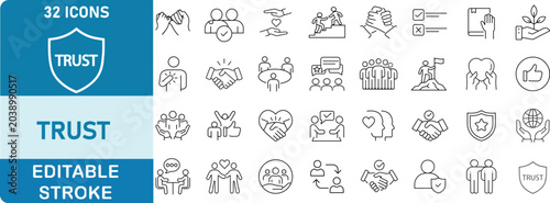 Obraz na płótnie Trust Line Icon Set