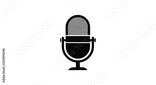 Vintage microphone silhouette on transparent background high quality