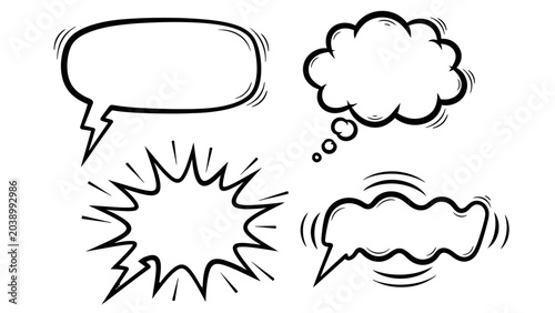 Quadro su tela comic speech bubbles and thought clouds.