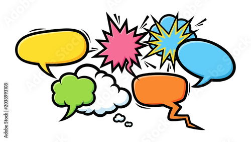 Foto Colorful comic speech bubbles and thought clouds.