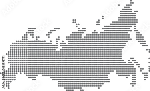 Schilderij op canvas Pixelated map of Russia dot art illustration for geography and travel concepts