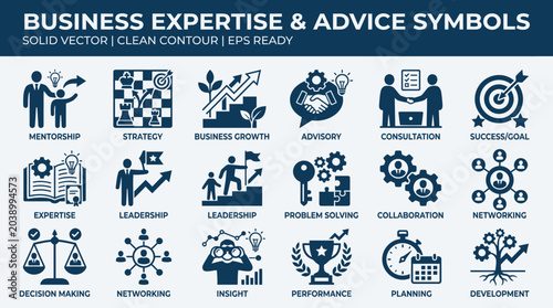 Business Expertise and Advice Symbols Collection.