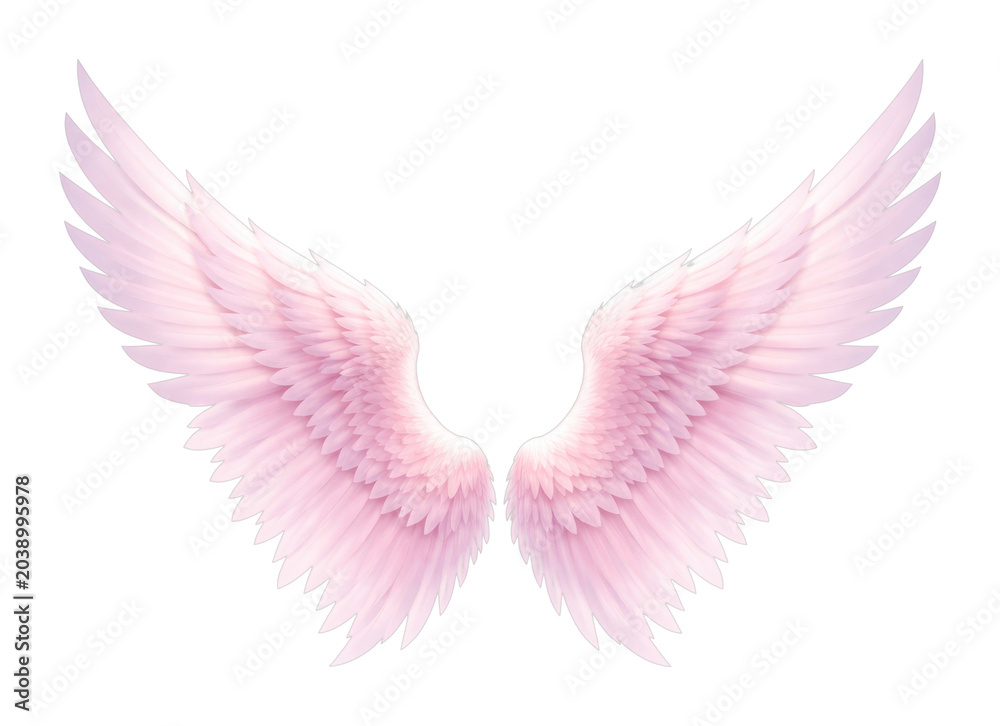 Obraz premium PNG Delicate pink angel wings illustration.