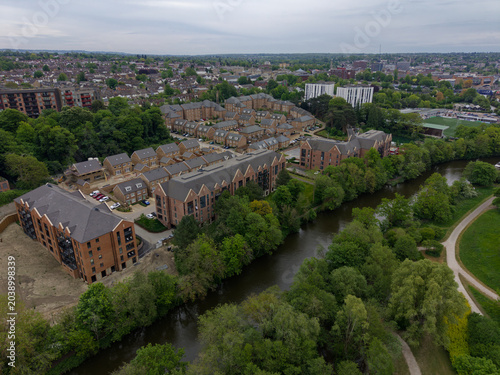 Fotografie Housing development in Maidstone town by the river Medway aerial view