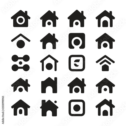Modern house icon collection for real estate and smart home business