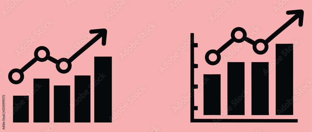 Obraz premium Business Growth Analytics Chart Icon Vector Illustration | Financial Performance Graph Symbol