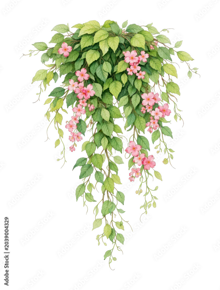 Obraz premium PNG Elegant cascading floral illustration.