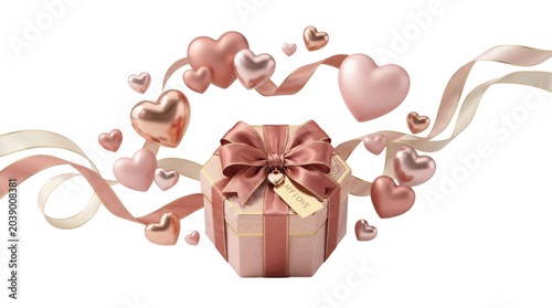 Luxury 3D Valentine Gift and Heart Composition