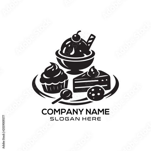 Sweet shop logo bakery candy dessert bakery business identity fresh confectionery cake logo