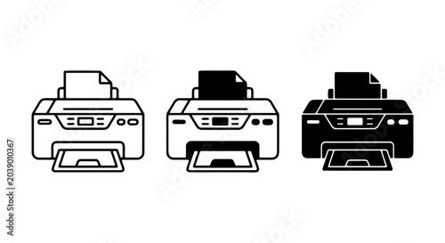 Bilde på lerret Printer Icons Set, Office Equipment Vector Graphics, Technology and Printing Con