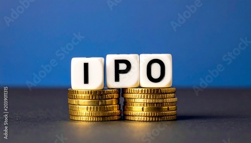 IPO Concept with Stacked Gold Coins
