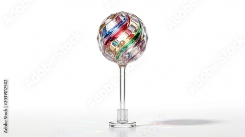 Crystal Glass Lollipop Candy Luxury Concept Ultra Realistic Sweet Art on White Background