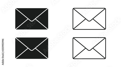 Bild auf Leinwand Envelope Icons Black And White Line Art Set