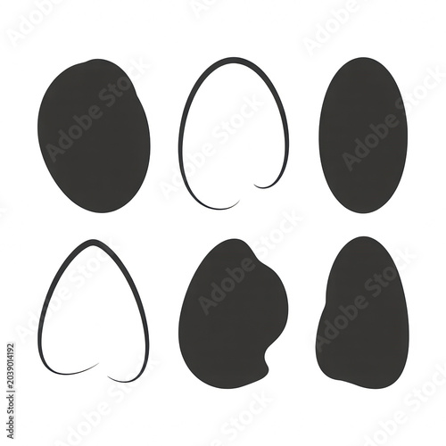 Set of abstract organic shapes, hand drawn blobs and oval forms, vector illustration