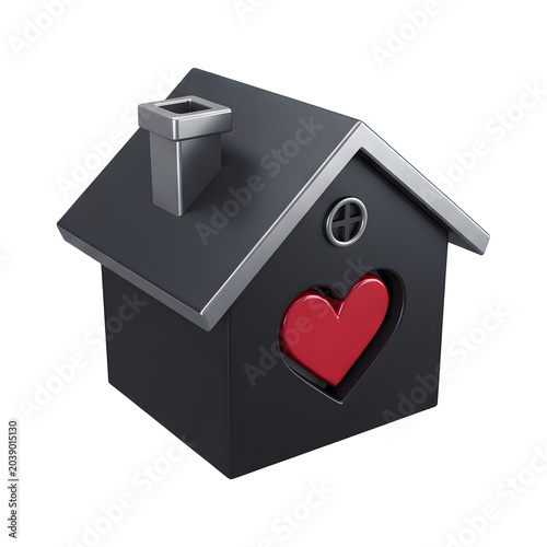Stylized House with Heart Cutout