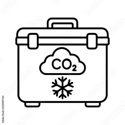 CO2 cold storage container outline icon for dry ice transport