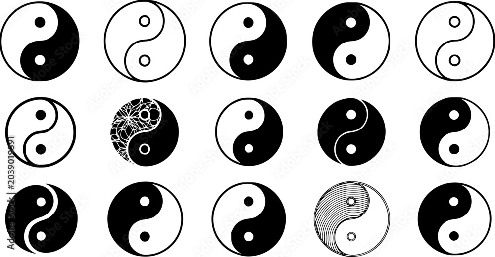 Fototapeta premium Yin Yang icon set, Yin and Yang symbol isolated on transparent background. vector illustration