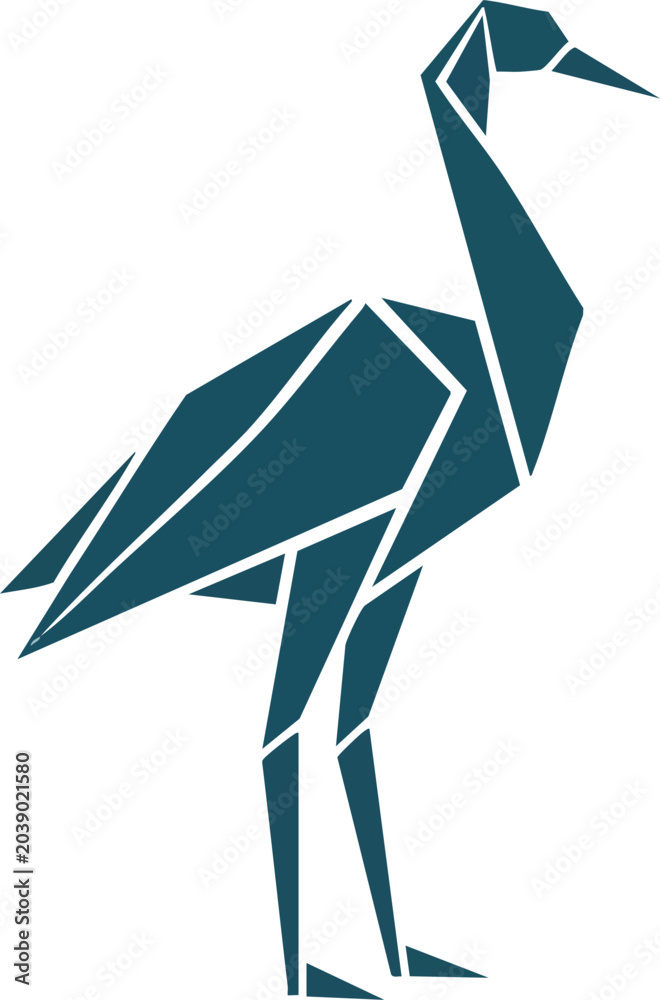 Obraz premium Geometric Crane Bird Logo Design Vector