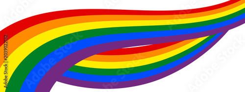 Rainbow spectrum background. LGBTQ pride month flag, flowing ribbon on transparent. Abstract geometric colorful backdrop. Flat vector illustration, banner design