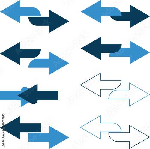 Canvas-taulu Left and right opposite arrows icon set