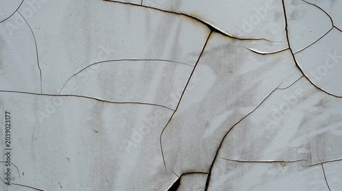 Close-Up Cracked White Paint Texture Background. Close-up of a weathered white painted surface featuring fine cracks and abstract organic lines.