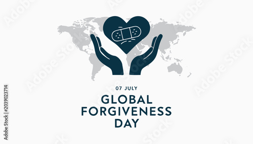 Cuadro en lienzo Hands holding a heart with a bandage for global forgiveness day