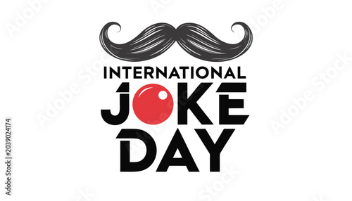 Cuadro en lienzo International joke day design featuring a black mustache and red nose