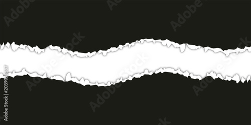 Schilderij op canvas Black ripped paper edge PNG isolated on transparent background with soft shadow